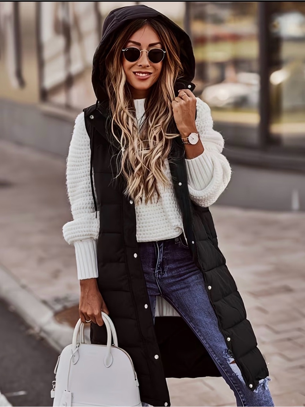 New Black Puffer Vest XL